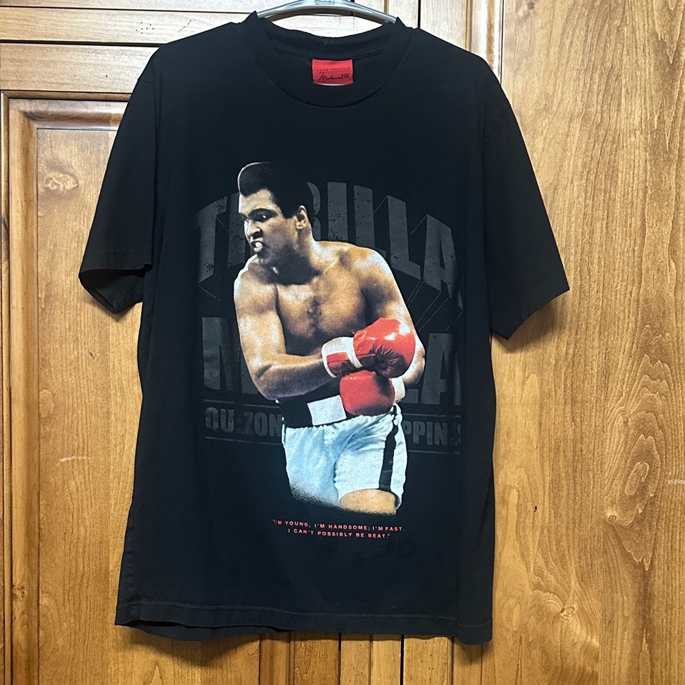 PALACE Black Graphic Tee with Muhammad Ali Design